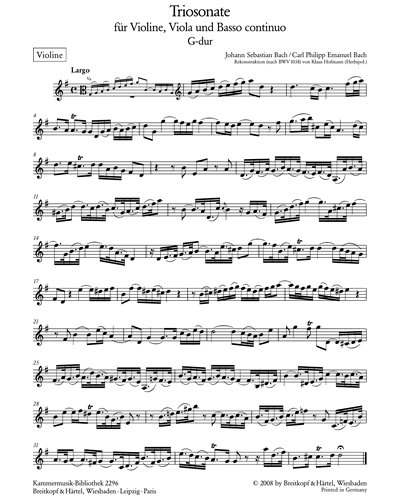 Triosonate G-dur nach BWV 1038
