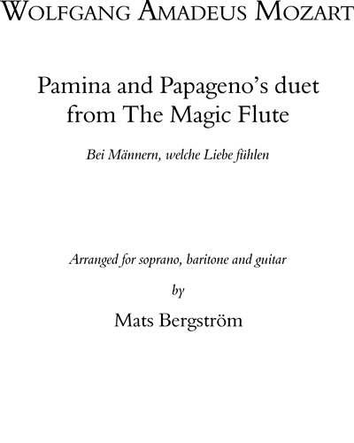 Pamina And Papagenos Duet From The Magic Flute Sheet Music By