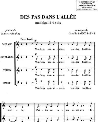 Des pas dans l'allée (No. 1 from 'Deux Choeurs, op. 141')