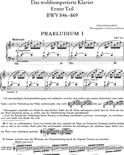 Klavierwerke, Band I: Das Wohltemperierte Klavier – Erster Teil | Heft 1: BWV 846–853
