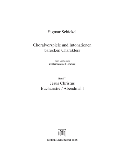 Chorale Preludes and Intonations in the Baroque Style, Vol. 7: Jesus Christ - Eucharist/ Communion 