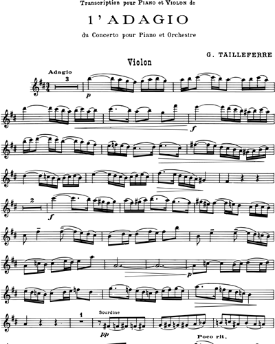 Adagio de Concerto pour Piano (Réduction pour Violon et Piano)