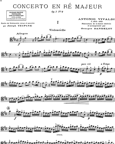 Concerto en Ré majeur Op. 3 n. 9