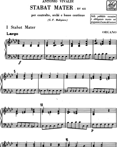 Makkelijk te lezen haai Beer Stabat Mater RV 621 Organ Sheet Music by Antonio Vivaldi | nkoda
