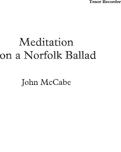 Meditation on a Norfolk Ballad