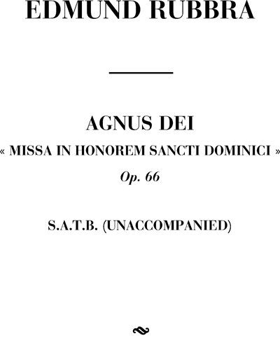 Agnus Dei "Missa in honorem Sancti Dominici" Op. 66
