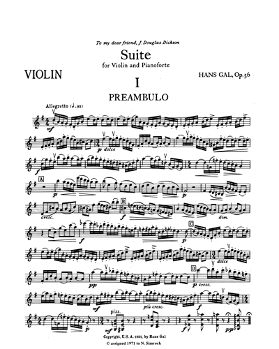 Suite for Violin & Piano (in G), op. 56
