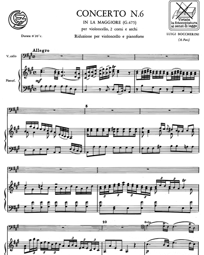 Concerto n. 6 in La maggiore G. 475