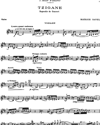 Tzigane - Pour violon, orchestre à cordes et harpe