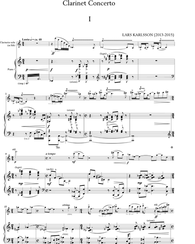 Clarinet Concerto (Piano Reduction and Solo Part)