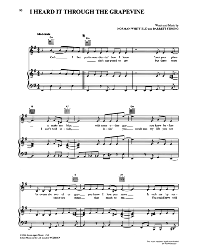 I Heard It Through The Grapevine Guitar & Piano & Voice Sheet Music by ...