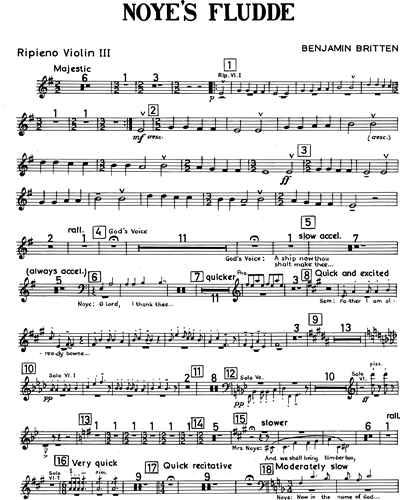 spids Satire bevægelse Noye's Fludde, op. 59 [Ripieno] Violin 1 Sheet Music by Benjamin Britten |  nkoda | Free 7 days trial
