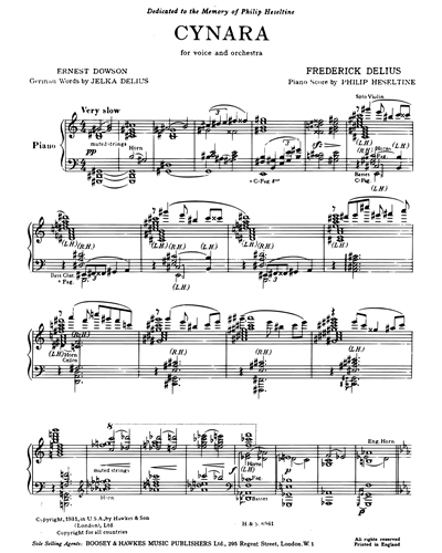 Cynara (for Baritone & Piano)