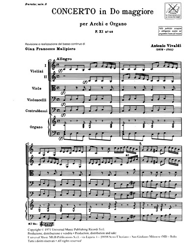 Concerto in Do maggiore RV 113 F. XI n. 48 Tomo 509