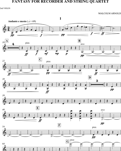 Fantasy (1990) for Recorder and String Quartet, Op. 140