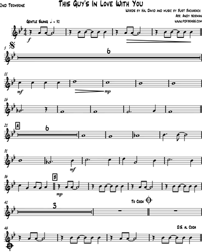 Burt Bacharach This Guy S In Love With You For Brass Band Trombone 2 Sheet Music Nkoda