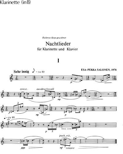 Nachtlieder (für Klarinette und Klavier)