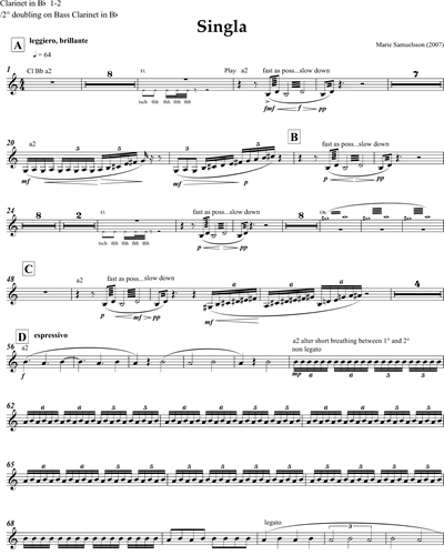 Clarinet 1 in Bb & Clarinet 2 in Bb/Bass Clarinet in Bb