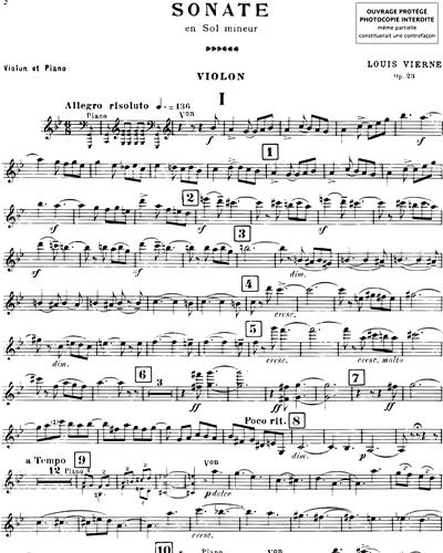 Sonate en Sol mineur pour violon & piano Op. 23