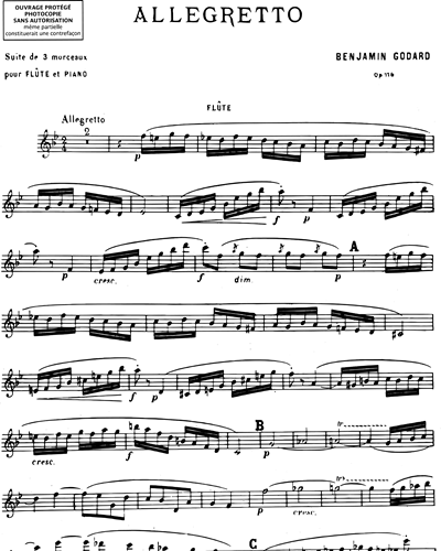 Allegretto (extrait N. 1 De "Suite De Trois Morceaux" Op. 116) Flute ...