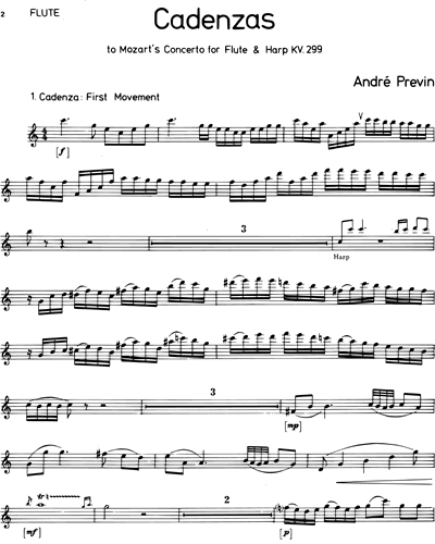 Cadenzas to Mozart's Concerto for Flute & Harp, KV 299