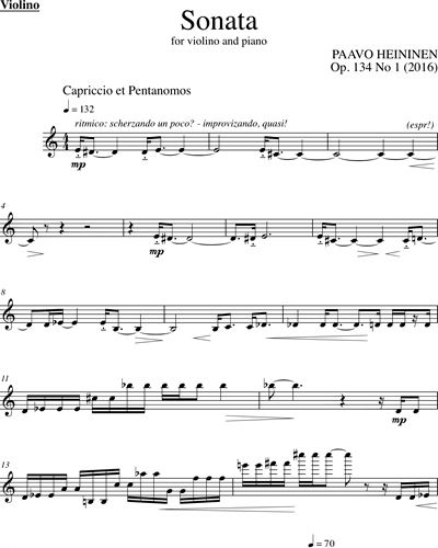 Sonata for Violin and Piano, op. 134 no. 1