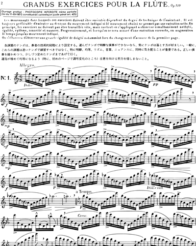 Grands Exercices pour Flûte Op. 139