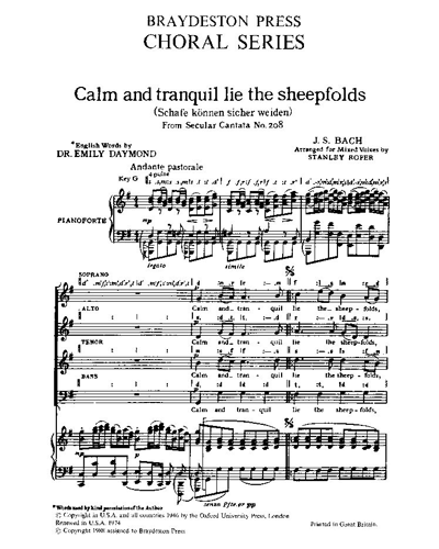 Calm and tranquil lie the sheepfolds (from "Secular Cantata No. 208")
