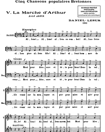 La marche d’Arthur (extrait n. 5 des "Cinq chansons populaires bretonnes")