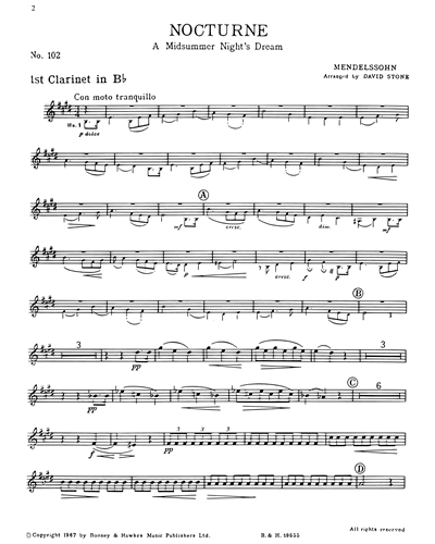 Nocturne (from 'A Midsummer Night's Dream') Alto Saxophone Sheet