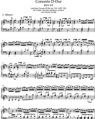 Keyboard Arrangements of Works by Other Composers I BWV 972-977