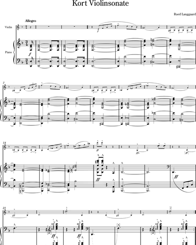 Kort violin sonate, BVN 372