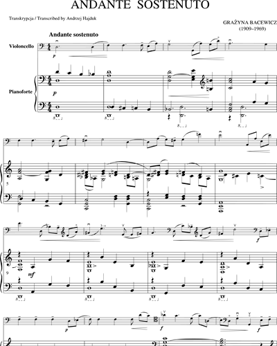 Andante Sostenuto Piano Sheet Music by Grażyna Bacewicz | nkoda | Free ...