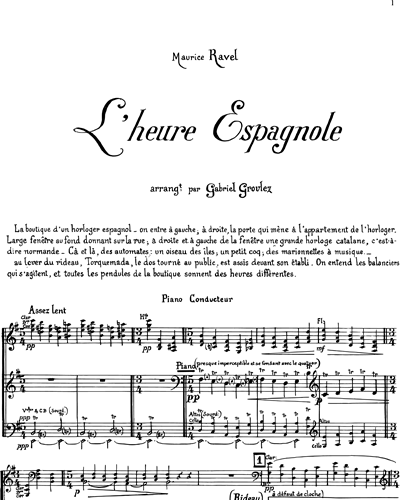 L'Heure espagnole - Version pour orchestre réduit