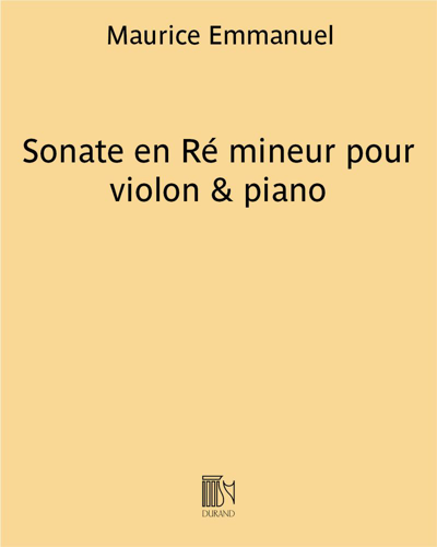 Sonate en Ré mineur pour violon & piano