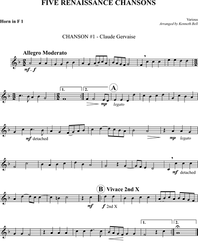 Five Renaissance Chansons