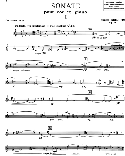 Sonate pour cor chromatique en fa & piano Op. 70