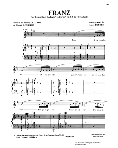 Franz (Sur les motifs de l'Adagio "Notturno" Op.148)