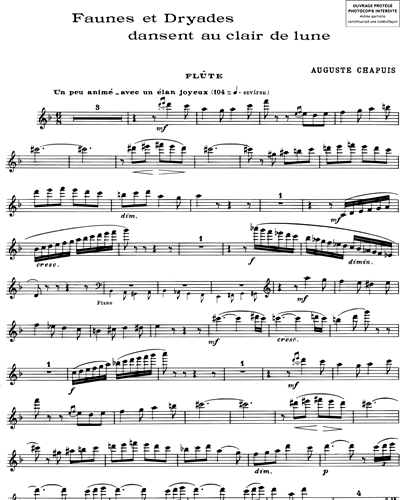 Faunes Et Dryades Dansent Au Claire De Lune Flute Sheet Music By Auguste Chapuis Nkoda