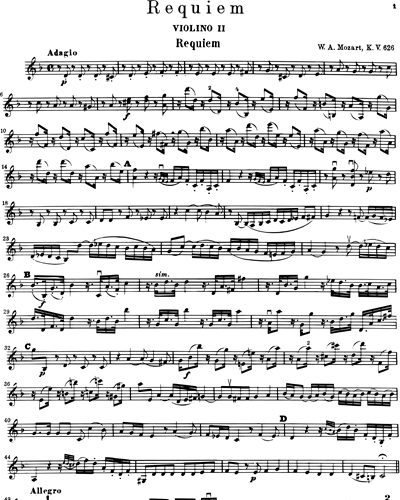 Requiem Mass, K. 626 Violin 2 by Wolfgang Amadeus Mozart | nkoda