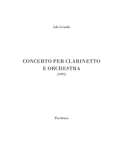 Concerto - Per clarinetto e orchestra