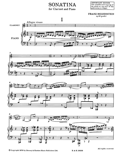 Sonatina for Oboe, Clarinet & Piano