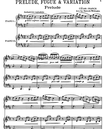 Prelude, Fugue and Variation for Two Pianos