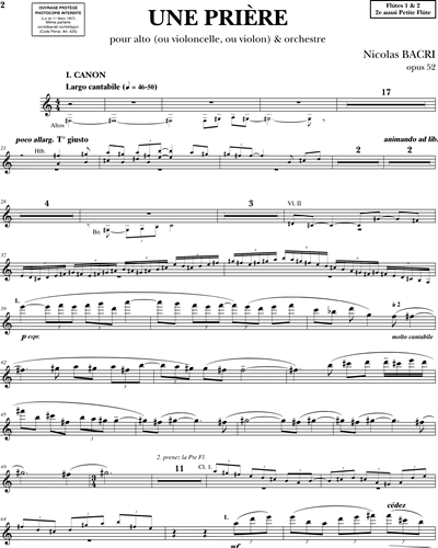 Une prière Op. 51 - Por alto (ou violon ou violoncelle) et orchestre