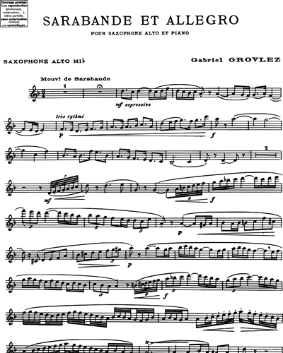 Sarabande et Allegro pour saxophone alto et piano