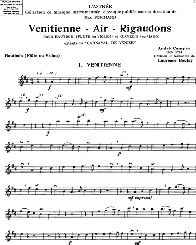 Venitienne - Air - Riguadons (extraits du "Carnaval de Venise")