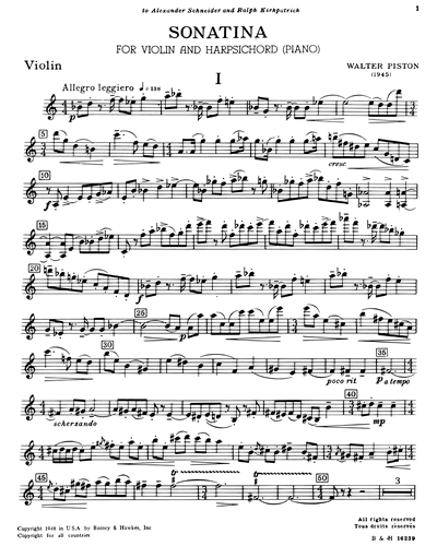 Sonatina for Violin & Harpsichord