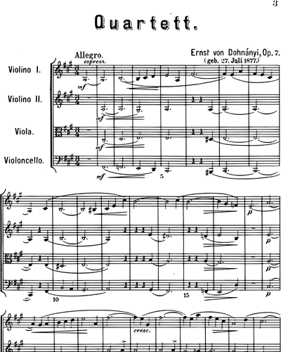 String Quartet in A major, op. 7