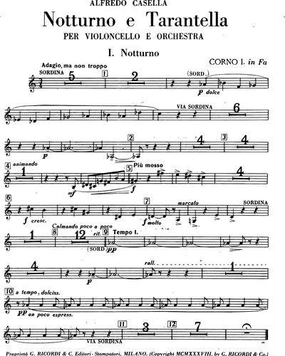 Notturno E Tarantella Horn 1 Sheet Music By Alfredo Casella Nkoda