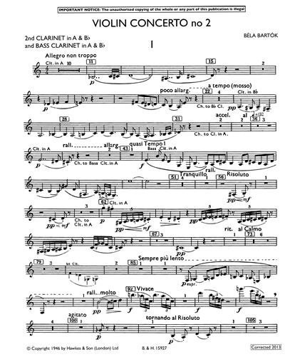 Clarinet 2 in A/Clarinet in Bb/Bass Clarinet in A/Bass Clarinet in Bb
